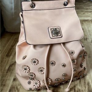 Catherine Malandrino  Blush Studded Floral Backpack Bag